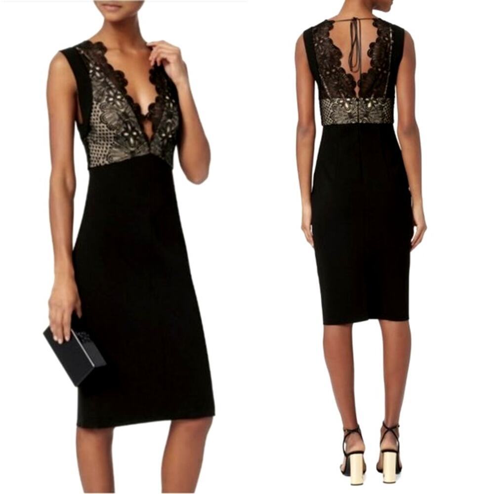Lover the label Black Lace Dress US 4 Sheath Cutout Lace Cocktail Evening Formal